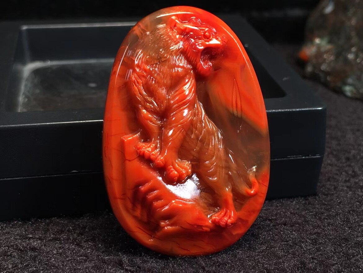 瓦西南红十二生肖虎雕件单珠多宝文玩饰品1234567890㎜手串手链男