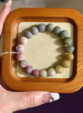 盐源玛瑙渐变彩虹单圈手链耳坠环戒指天珠三通复古背云流行时尚女