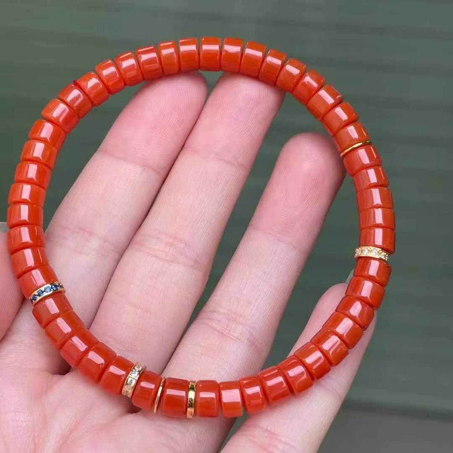 南红玛瑙保山料直切药片手串6㎜珠宝古玩收藏旧物件手串吊坠挂件