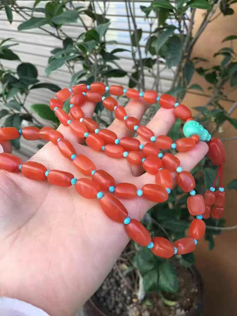 精品保山随型毛衣链红纹石海纹石翡翠蜜蜡绿松石手串吊坠挂件百搭