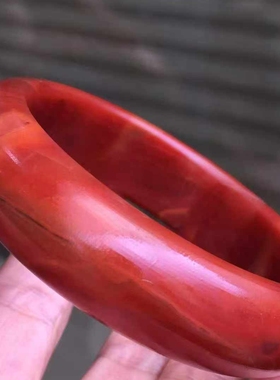 川料南红锦红手镯5㎜锦红实体店拿货实惠捡漏玉石饰品男女款