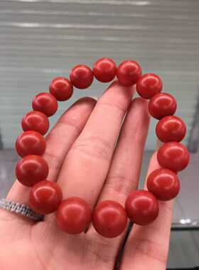 精品保山南红玛瑙大手串12.3㎜男女款柔光磨砂哑光男女款玉石收