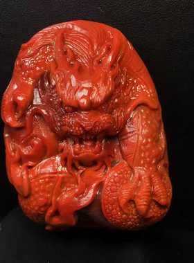 瓦西南红玛瑙龙手牌把件柿子红玫红吊坠挂件玉石锁骨链男女款