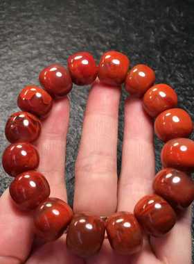 川料南红玛瑙老型手串满肉火焰纹15㎜手链单圈正宗瓦西男女款很美