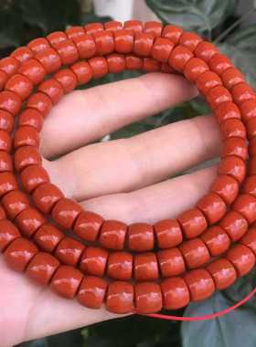 精品瓦西南红直切佛珠8㎜多圈柿子红带火焰纹满色满肉手串男女款