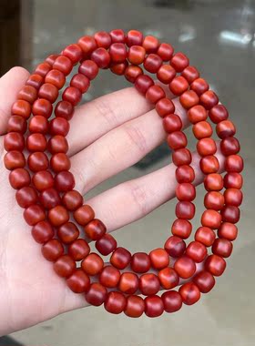 川料瓦西南红老型多圈手链耳坠环戒指天珠三通复古背云流行时尚男