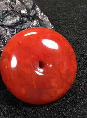 瓦西料南红平安扣柿子红火焰珠宝古玩收藏旧物件手串吊坠挂件百搭