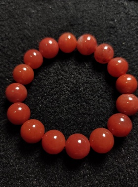 原矿南红玛瑙玫红手串13.6㎜没有胶裂男女款收藏级别正宗川料