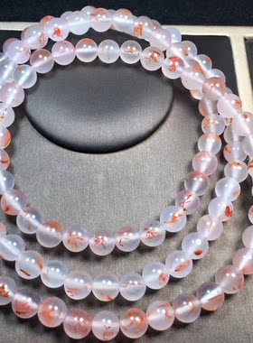 九口南红高冰碎花多圈手链1234567890mm手串吊坠盐源翡翠饰品女款