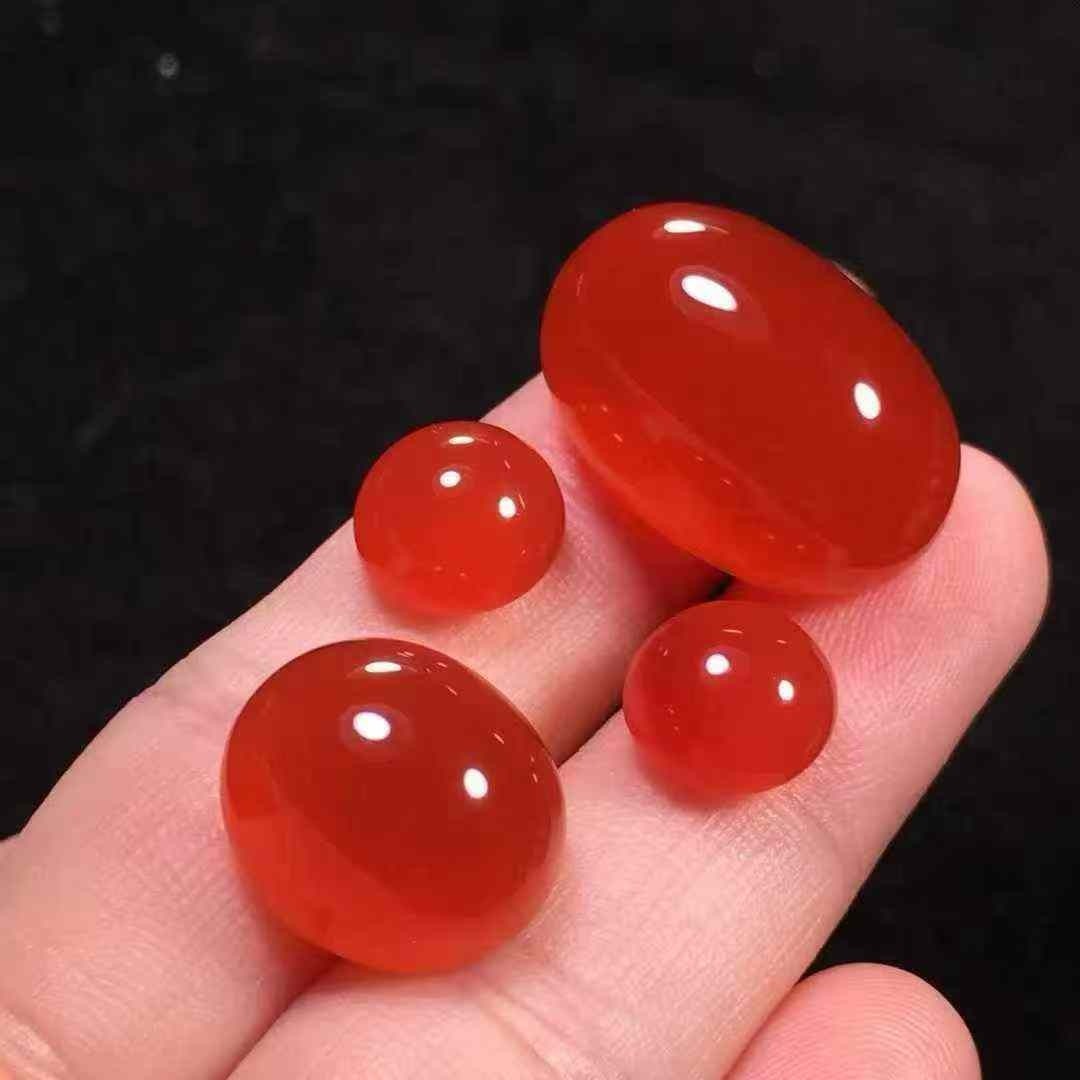 冰红南红玛瑙收藏级原矿天然保山料小庄料戒面吊坠耳钉四件套女