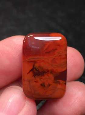 川料南红玛瑙无事牌吊坠满肉火焰纹玫红配饰多宝单珠很美时尚男女