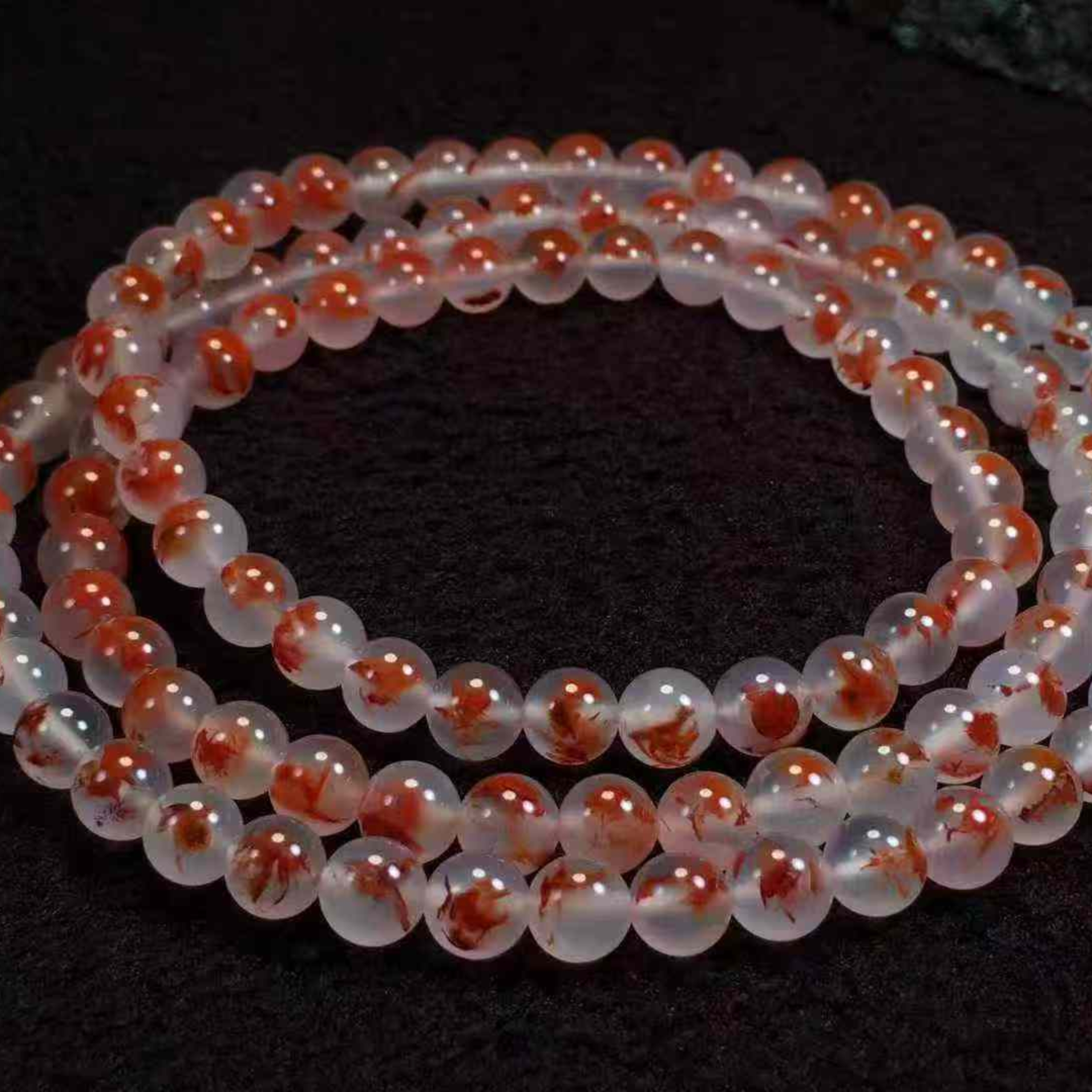 特色珍藏品九口高冰飘花鸿运当头108佛珠男女款单圈玉石收藏