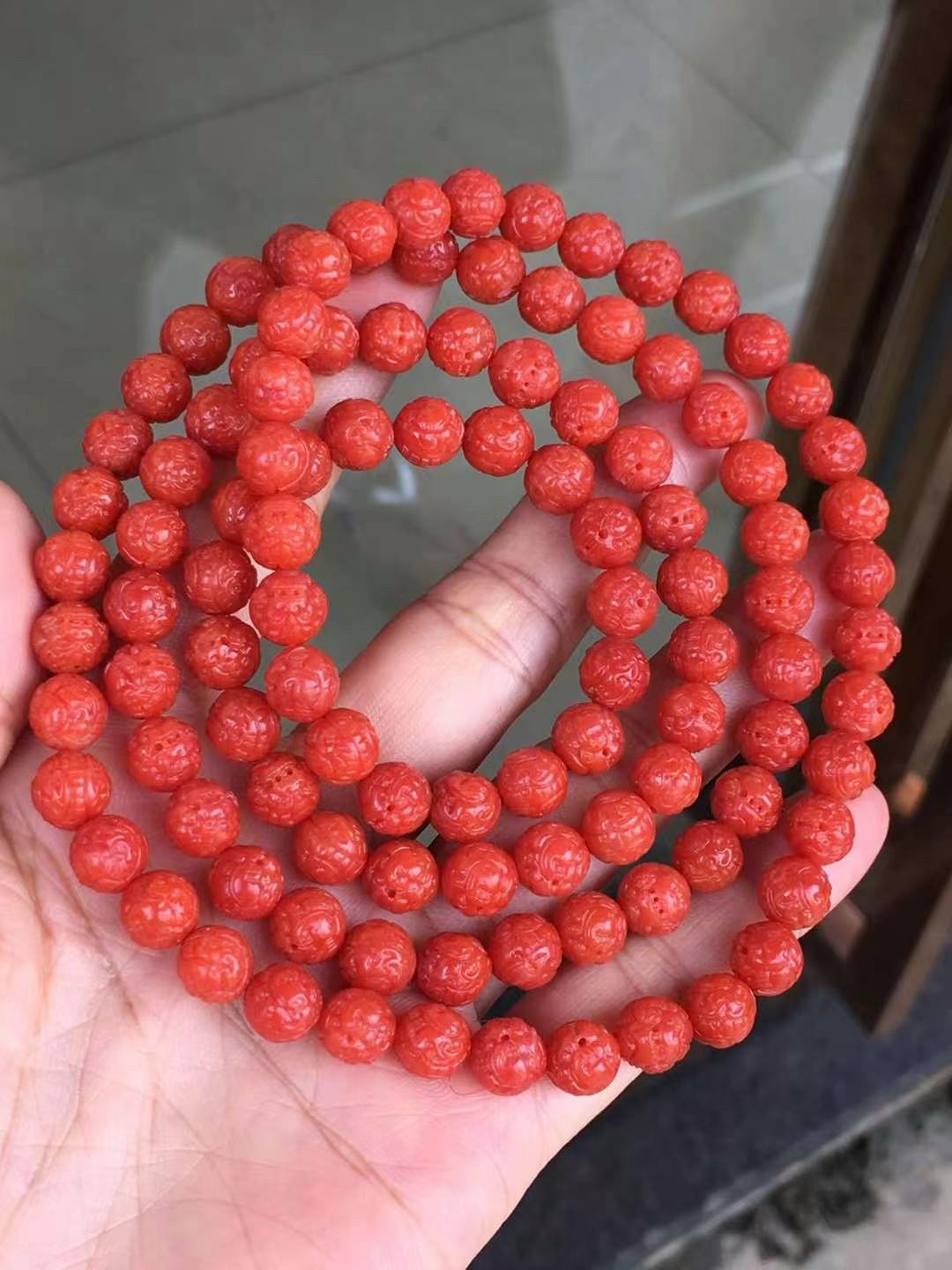 保山南红雕刻貔貅珠108珠多圈手链海纹石铜发晶紫龙晶和田玉男女