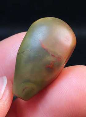 南红玛瑙精品绿皮包浆三通珠宝古玩收藏旧物件手串吊坠挂件