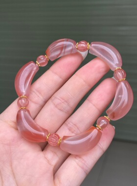川料南红冰粉飘花弯管手链单圈手链精美饰品玉石吊坠挂件男女款式