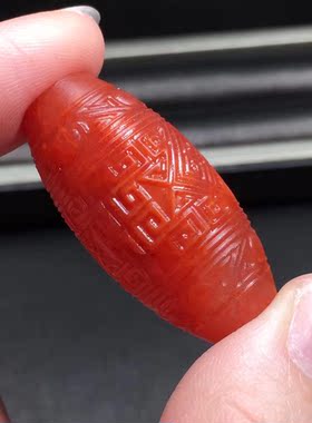 天然南红川料回纹桶珠耳坠环戒指天珠三通复古背云流行时尚百搭款