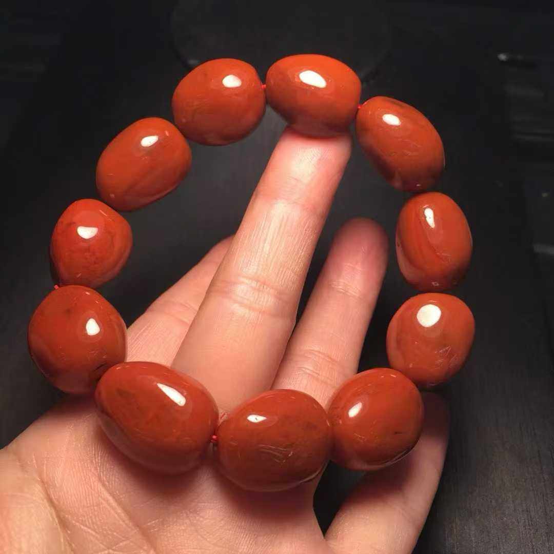 凉山南红玛瑙手串随型随行手链男女款籽料精美饰品圆润14㎜百搭款