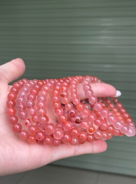 原矿川料南红冰飘手串飘花好看做工精细手链百搭时尚饰品玉石男女