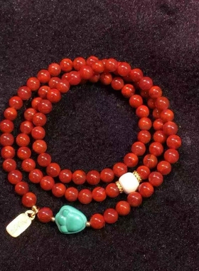 天然四川瓦西料南红多圈手链男女款珠宝古玩收藏旧物件手串吊坠