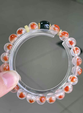 天然南红DIY冰飘手串单珠多宝手串diy海纹石蜜蜡翡翠舒俱来吊坠女