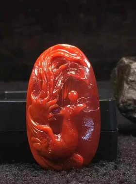 南红玛瑙瓦西料雕刻凤凰吊坠项链锁骨链男女款收藏精美饰品首饰