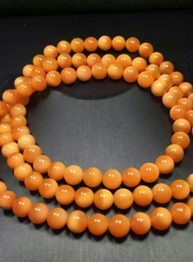 天然缅黄聚宝盆108佛珠单珠多宝手串diy海纹石蜜蜡翡翠舒俱来铜发