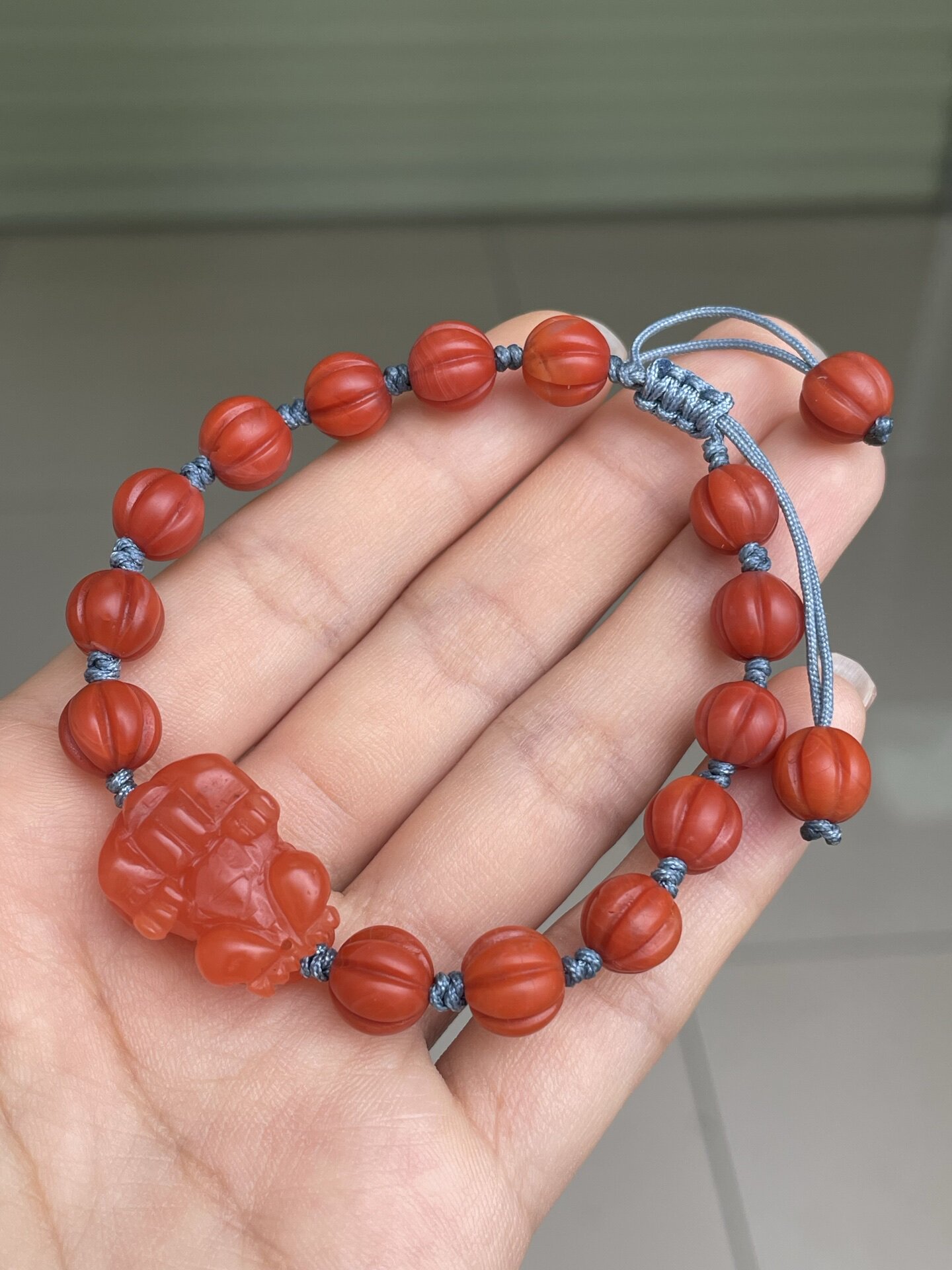 保山南红招财貔貅南瓜珠手工编织手链手串男女款收藏级别精美