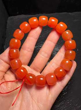 凉山南红玛瑙藏式直切手串手链尺寸12mm男女款单圈收藏级别精美