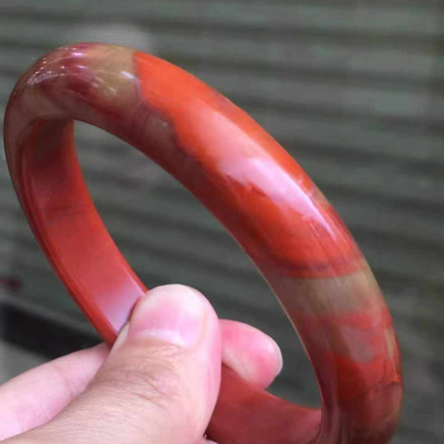 凉山南红玛瑙黄皮包浆手镯57.5㎜珠宝饰品diy配饰精美时尚手串女