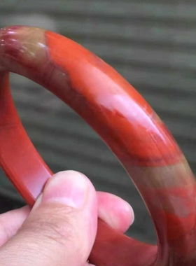 凉山南红玛瑙黄皮包浆手镯57.5㎜珠宝饰品diy配饰精美时尚手串女