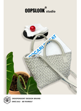 巫鹿可高端定制纯手工编织头层牛皮真皮菜篮子编制包手提斜挎女包