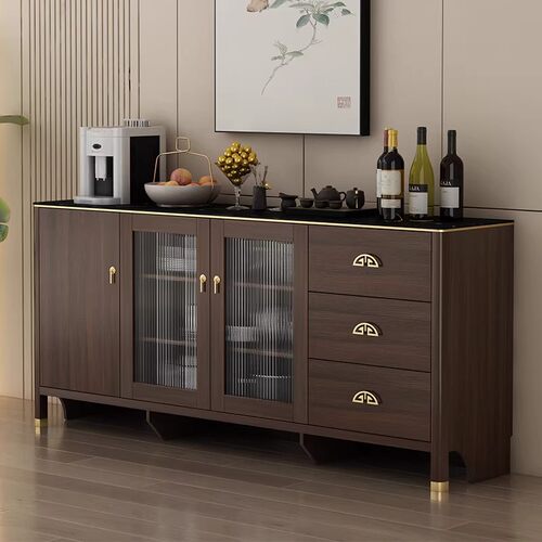 新中式实木岩板餐边柜酒柜茶水柜