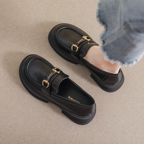 英伦风一脚蹬工作小皮鞋女单鞋