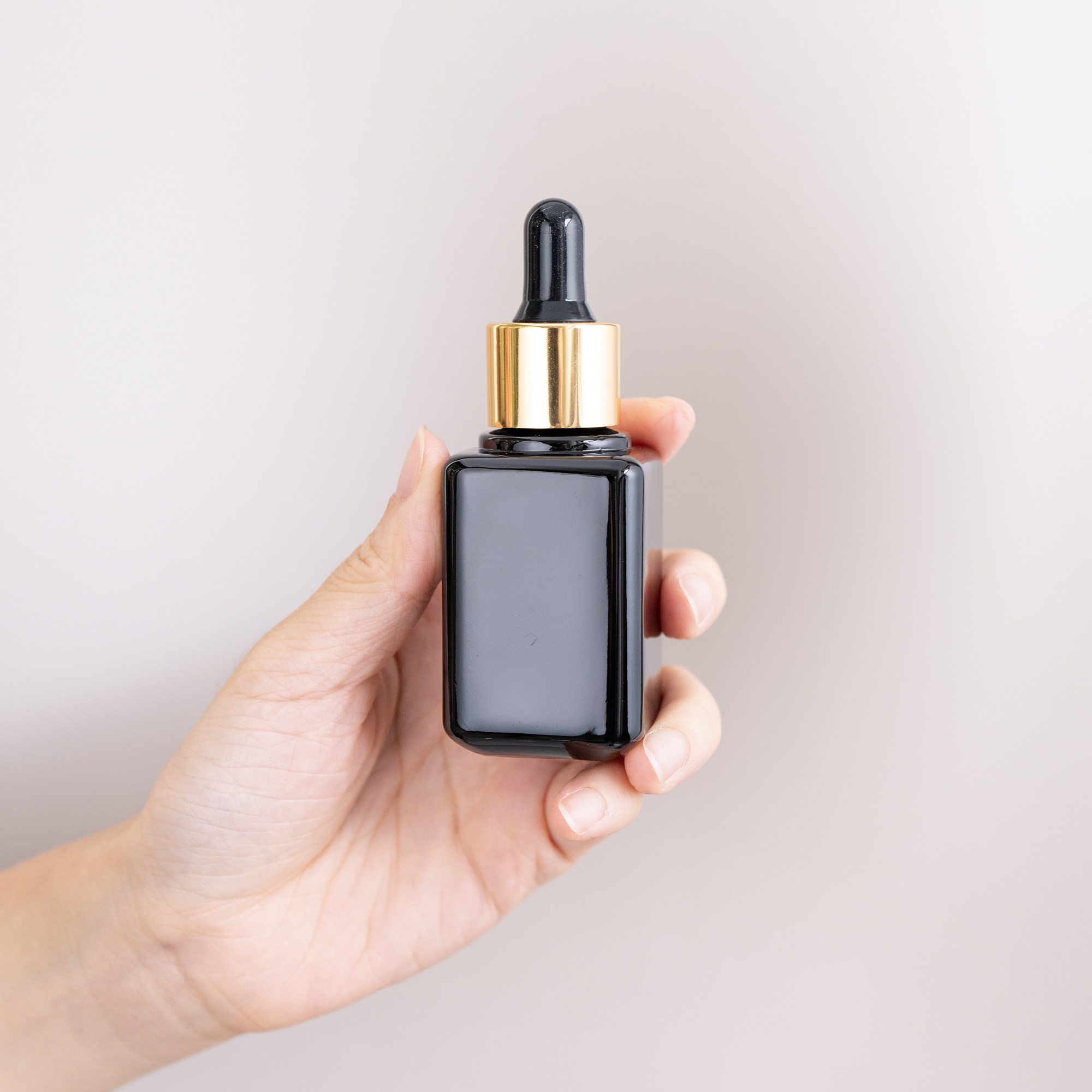 30毫升方形玻璃滴管瓶精油瓶精华液旅行分装空瓶子四方瓶黑色遮光