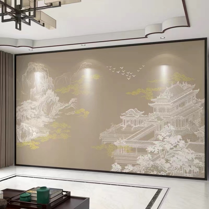 2025新款电视背景墙壁画墙布8d客厅影视墙壁布轻奢壁纸3d立体定制