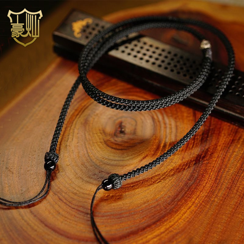 天珠挂绳横穿挂脖锁骨手工编织男士女款项链绳子西藏饰品玉吊坠绳