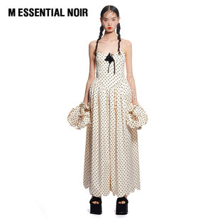 NOIR ESSENTIAL 波点吊带长裙 设计师品牌 马凯 饰 缎面玫瑰装