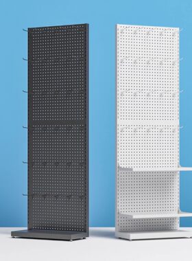 洞洞板金属带挂钩移动超市货架