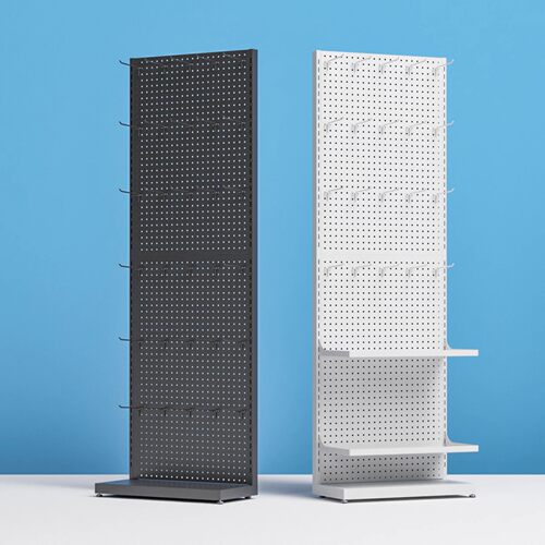 洞洞板金属带挂钩移动超市货架