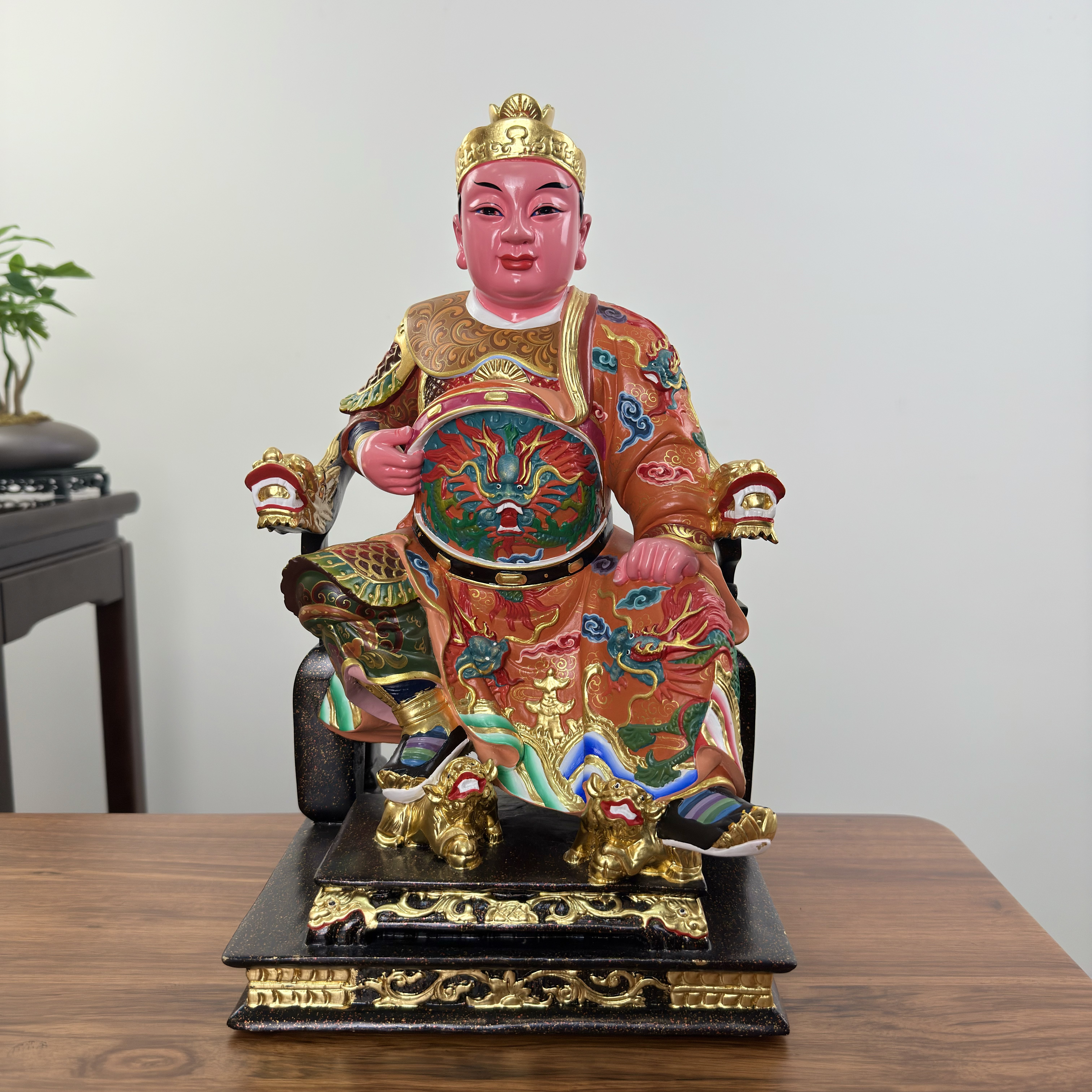 七步莲田都元帅将军神像香樟木雕