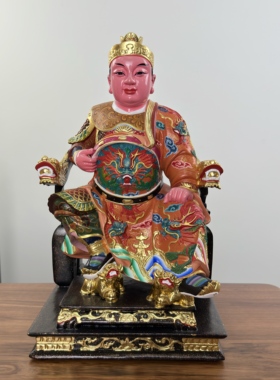 七步莲田都元帅将军神像香樟木雕