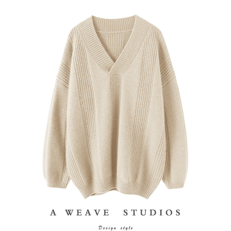 不容错过！大克重加厚混色V领100衫女纯毛衣宽松慵懒风,女装/女士精品,羊绒衫,淘宝优惠券,粉丝福利购,淘宝优惠卷