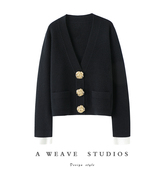 外套 女纯羊绒毛衣针织开衫 骨子里气场全开 四平针加厚山羊绒开衫