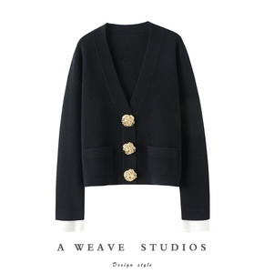 骨子里气场全开~四平针加厚山羊绒开衫女纯羊绒毛衣针织开衫外套