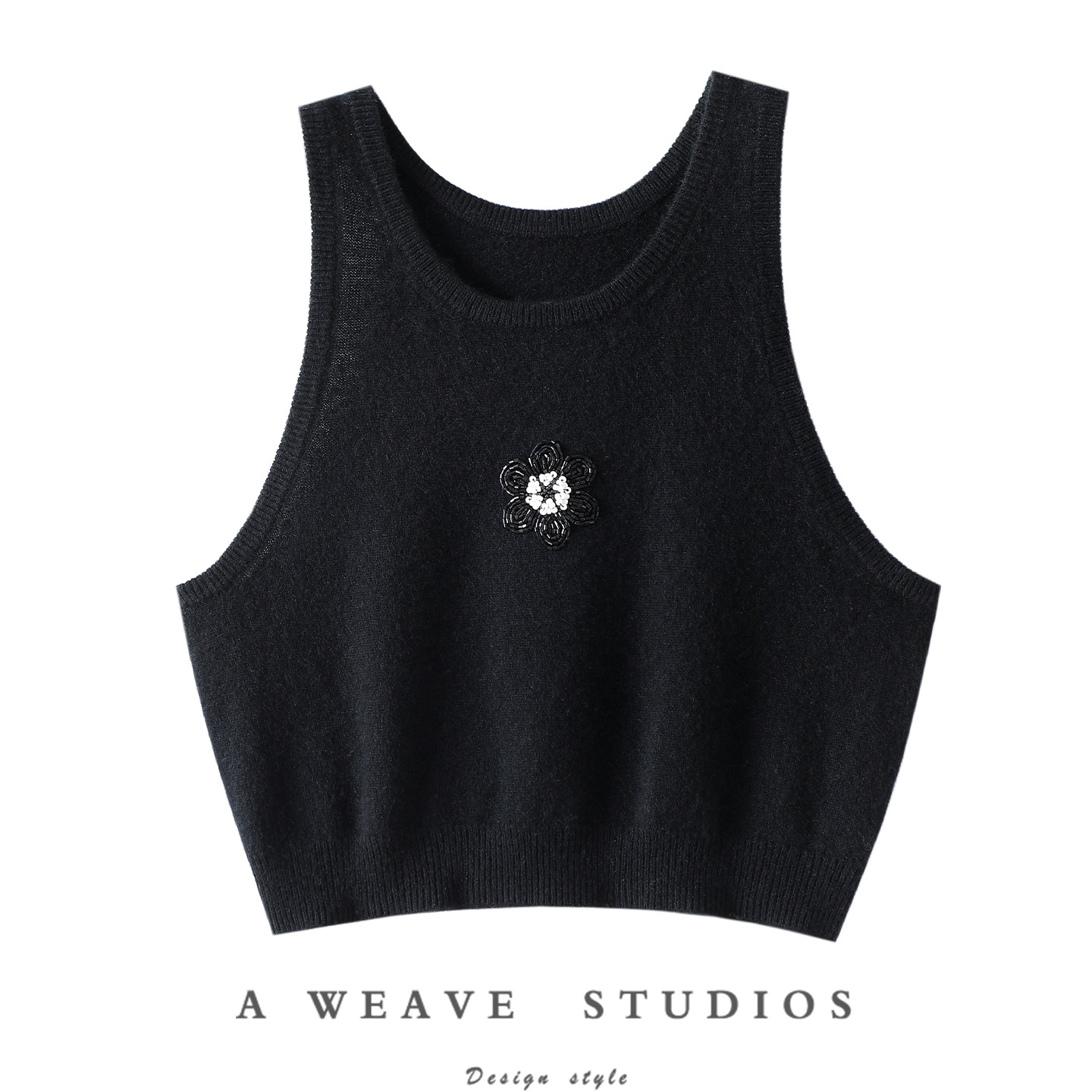 开挂的好搭配！手工钉珠100%纯山羊绒吊带背心针织衫毛衣内搭外穿