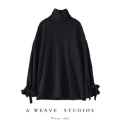 绑带高领羊绒衫 招摇过市 廓袖 100纯羊绒女加厚秋冬慵懒风毛衣