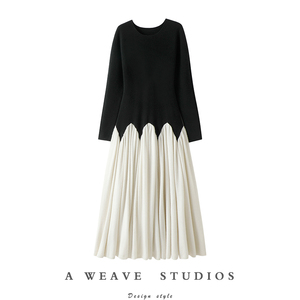 惊艳仙女飘过~900克+加厚100纯山羊绒连衣裙子女长款针织衫毛衣