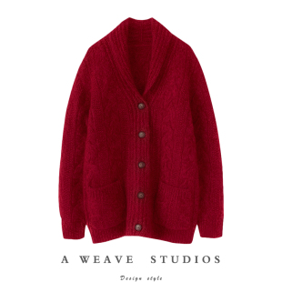 加厚羊绒开衫 冬日氛围 女粗棒针纯羊绒毛衣外套冬 男女同款 重磅