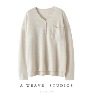 慵懒风 女纯羊绒毛衣针织衫 保证你爱穿 秋冬V领100%纯山羊绒衫