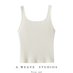 女吊带背心女毛衣针织打底衫 方领100%纯山羊绒衫 通勤王哇 神版